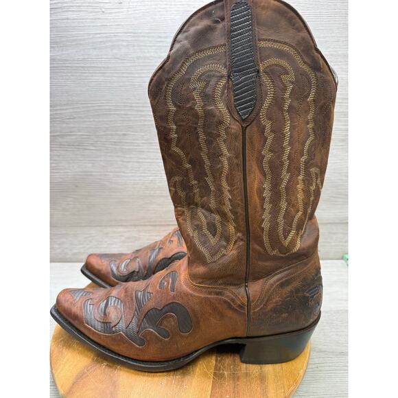 J B Dillon goat leather cowboy boots brown distressed western Men’s 11.5 EE main image 14